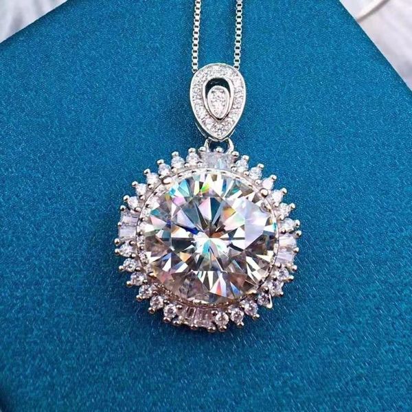 chains mozan diamond necklace female sun flower 10 pendant birthday gift high-quality jewelry accessories, Silver